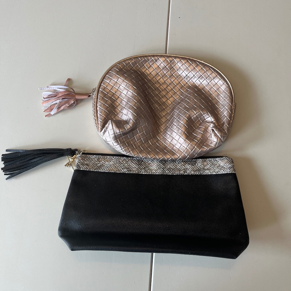 Ulta Beauty Rose Gold Black Cosmetic Bags Set of 2